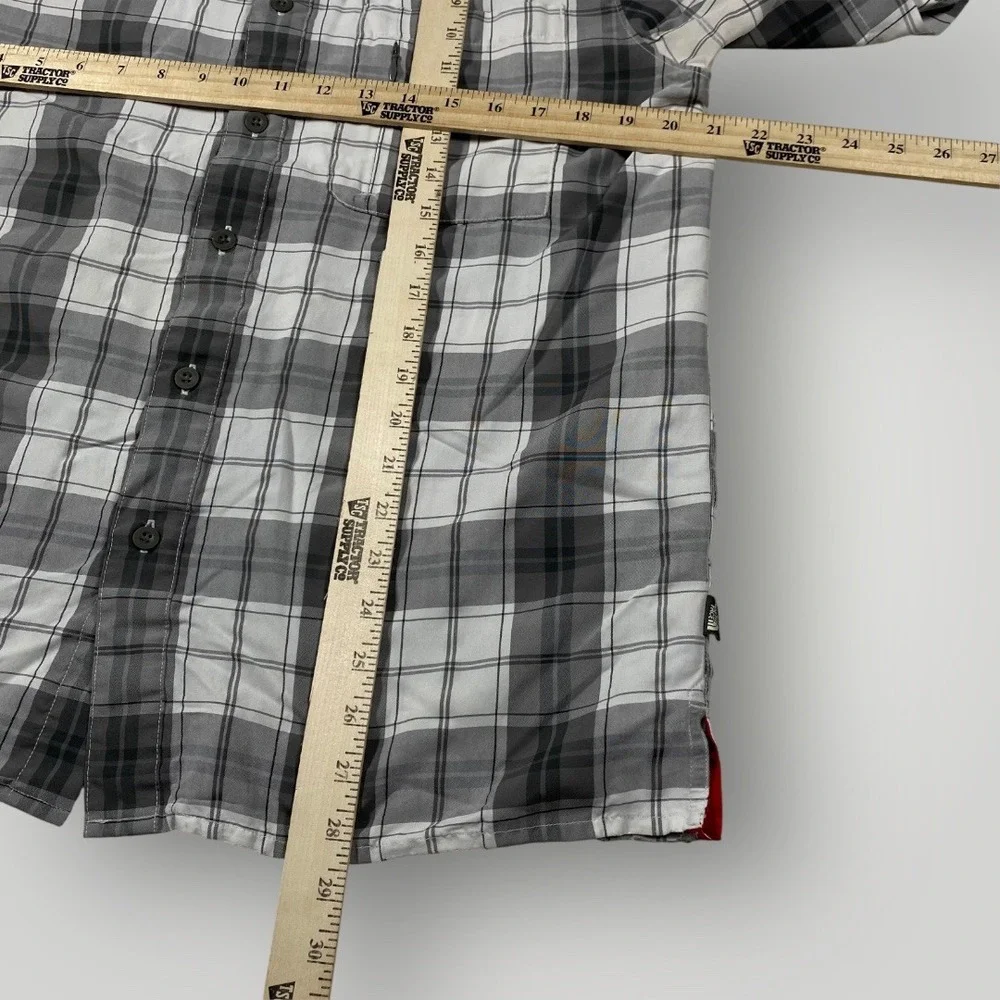 The North Face Plaid Short Sleeve Button Up Shirt Mens‎ M/M Gray White Outdoors